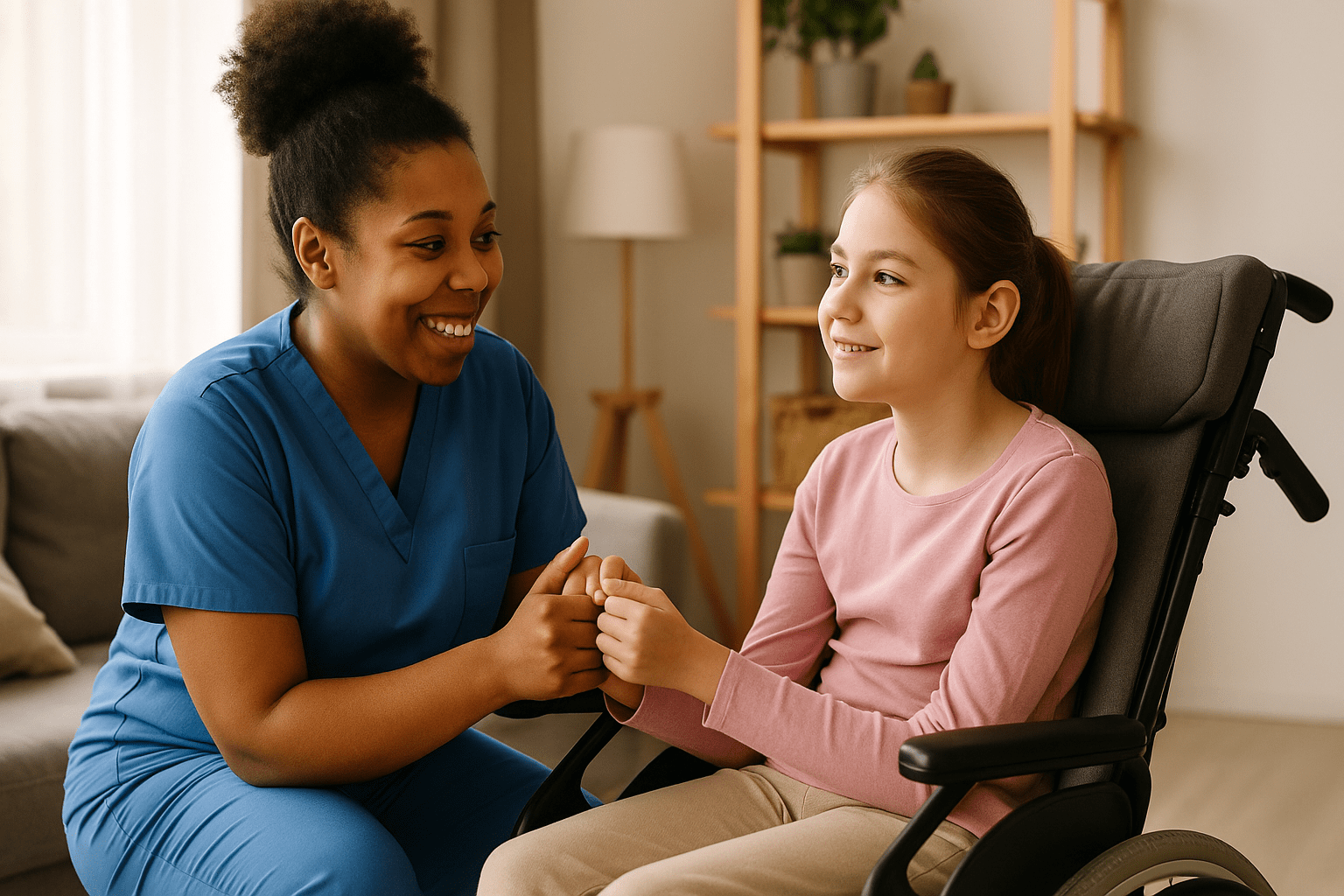 Care worker with patient